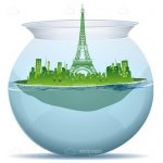Paris Landscape with Eiffel Tower inside Water Bowl